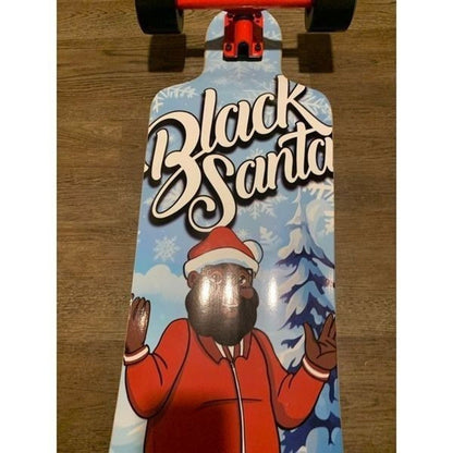 Rim Ryderz Black Santa UWish Skateboard Long Board with Rims