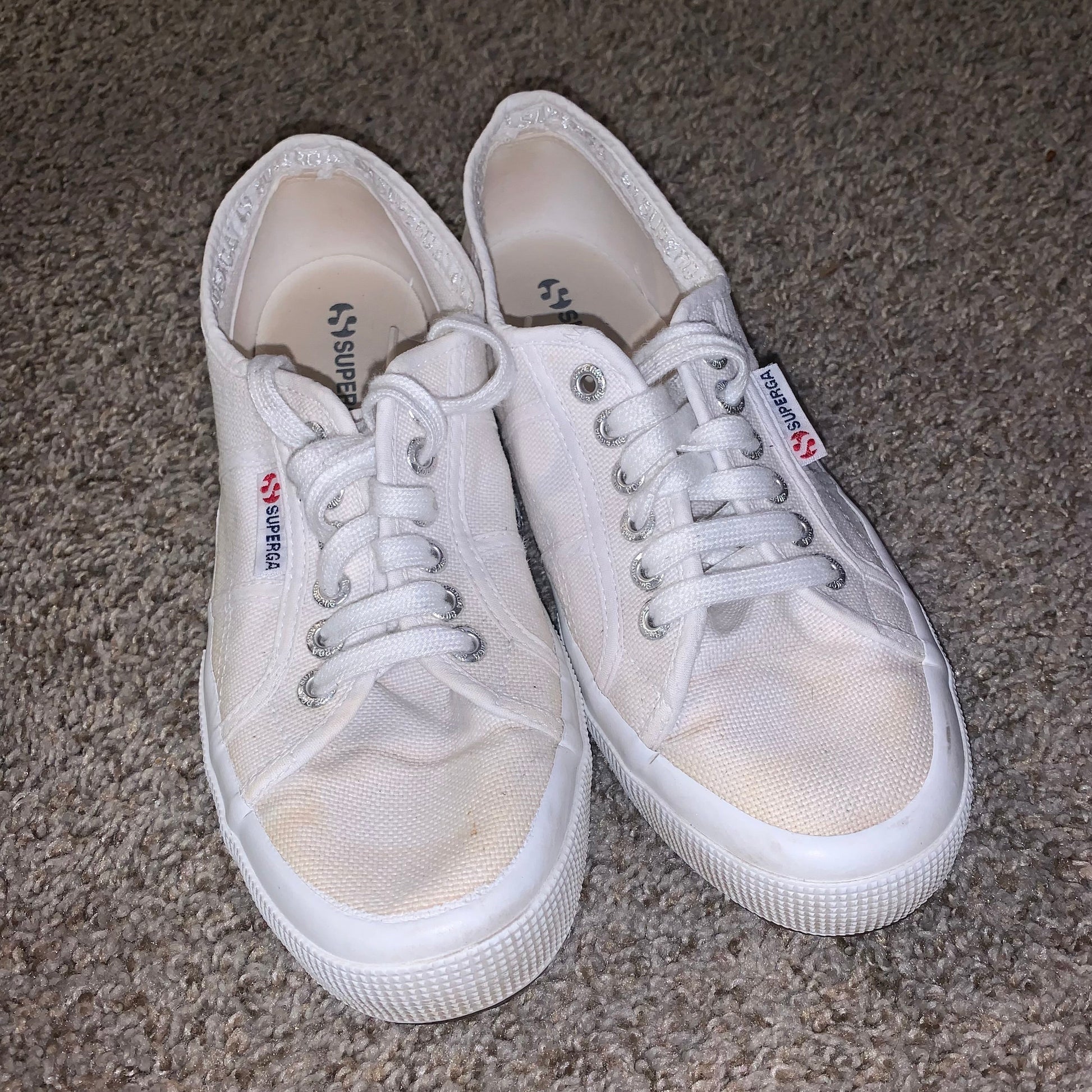 Superga Women’s White Canvas Laced Sneakers Shoes Size 9.5