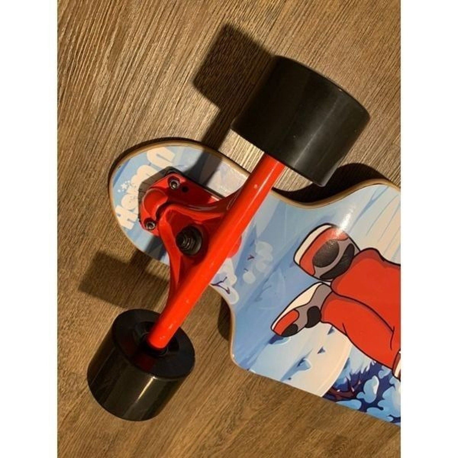 Rim Ryderz Black Santa UWish Skateboard Long Board with Rims