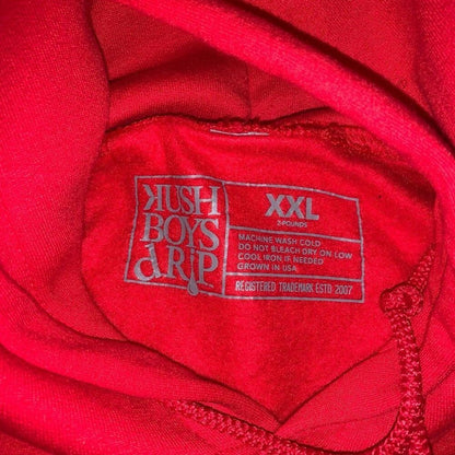 KUSHBOYS DRIP Graphic Print Red XXL Cotton Hoodie