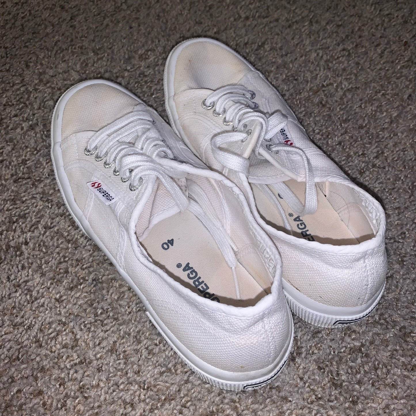 Superga Women’s White Canvas Laced Sneakers Shoes Size 9.5