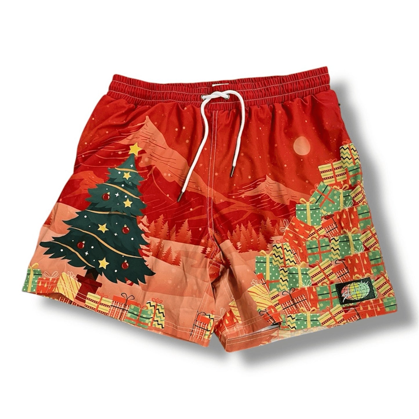 SLUNKS Christmas Design Athletics Shorts with Zipper Pockets Size S