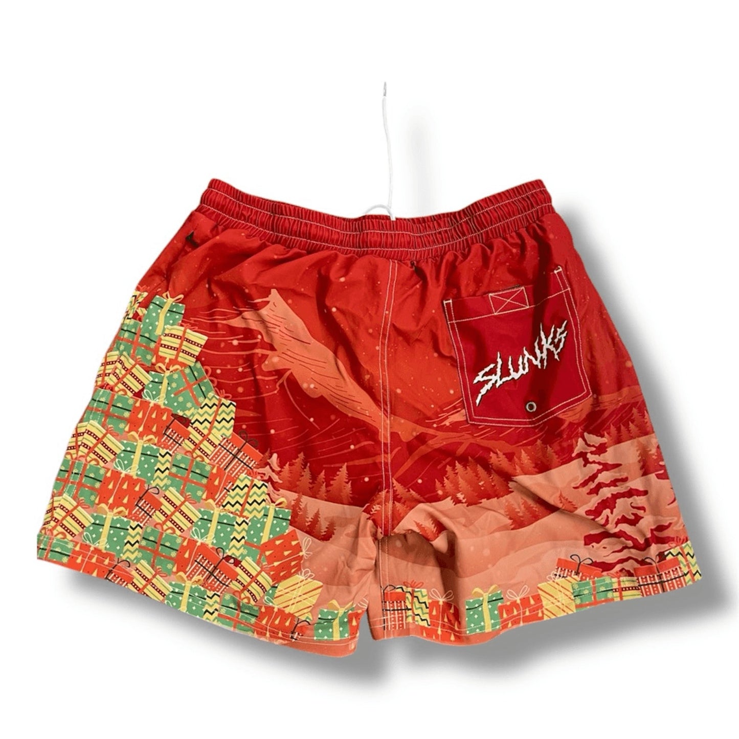 SLUNKS Christmas Design Athletics Shorts with Zipper Pockets Size S