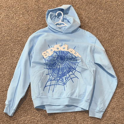 sp5der hoodie sky blue large new with tags