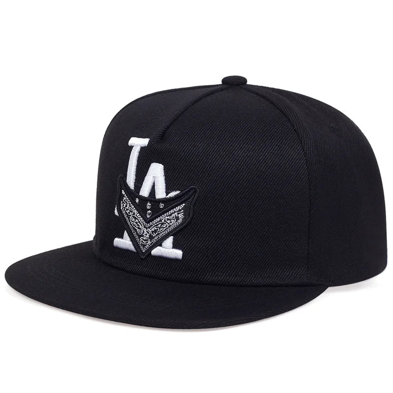 Los Angeles LA Snapback Hat - Black with Desert Flowers, Adjustable Hip-Hop Baseball Cap