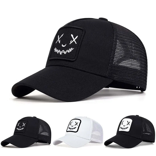 Ghost Face Embroidered Baseball Cap - Unisex Adjustable Mesh Trucker Hat