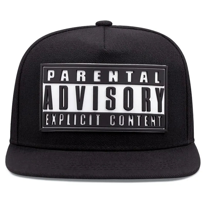 Parental Advisory Offset Printed Baseball Cap - Hip Hop Adjustable Snapback Hat