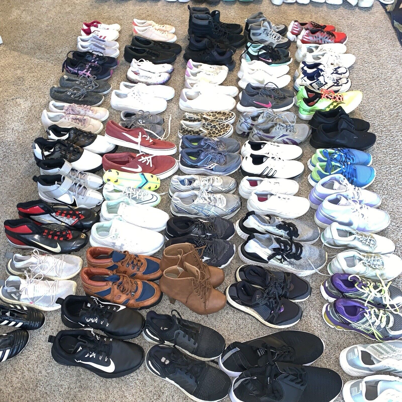 Wholesale Lot 15 Sneakers Nike Adidas Vans Asics Puma Cleats Kids