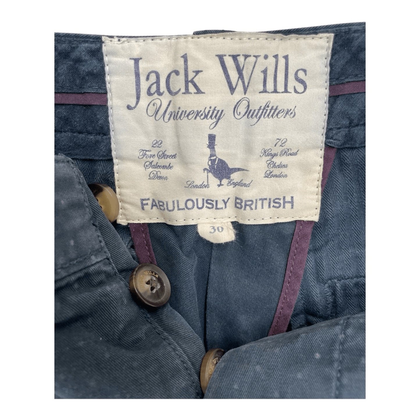 Men’s Jack Wills University Outfitters Shorts Blue Khaki Size 30